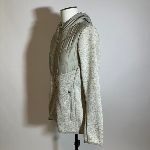 Kyodan Outdoor Ivory Green Zip Up Hooded Fleece Jacket Womens Size Large L - Picture 4 of 12